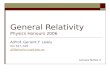 General Relativity Physics Honours 2006