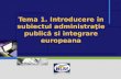 Tema 1. Introducere  în subiectul administraţie publică  si integrare europeana