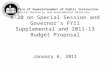 K-20 on Special Session and Governor’s FY11 Supplemental and 2011-13 Budget Proposal