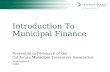 Introduction To Municipal Finance