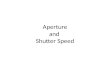 Aperture and  Shutter Speed
