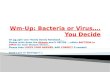 Wm-Up: Bacteria or Virus…. You Decide