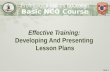 Effective Training:  Developing  And Presenting  Lesson  Plans