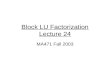 Block LU Factorization Lecture 24