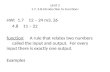 UNIT 2 1.7, 4.8 Introduction to Functions