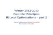 Winter  2012-2013 Compiler  Principles IR Local Optimizations – part 2