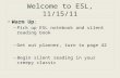Welcome to ESL, 11/15/11