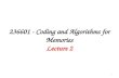 236601 - Coding and Algorithms  for  Memories Lecture 2