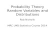 Probability Theory Random Variables and Distributions