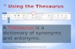 Using the Thesaurus