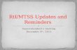 RtI /MTSS Updates and Reminders