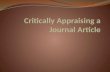 Critically Appraising a Journal Article