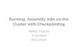 Running   Assembly Jobs  on the C luster with  Checkpointing
