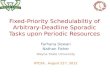 Fixed-Priority  Schedulabiltiy  of Arbitrary-Deadline Sporadic Tasks upon Periodic Resources