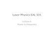 Laser Physics EAL 501