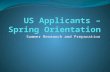 US Applicants – Spring Orientation