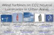 Wind Turbines  on CO2  Neutral Luminaries in  Urban  Areas