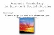 Academic Vocabulary  in Science & Social Studies