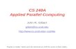 CS 240A Applied Parallel Computing