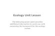Ecology Unit Lesson