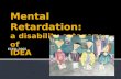 Mental Retardation: a disability category of  IDEA