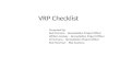 VRP Checklist