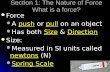 Section 1: The Nature of Force What is a force?