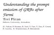 Understanding the prompt emission of GRBs after Fermi Tsvi Piran Hebrew University, Jerusalem
