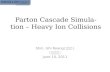 Parton Cascade Simulation – Heavy Ion Collisions