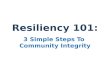 Resiliency 101: 3 Simple Steps To  Community Integrity