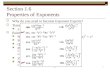 Section 1.6 Properties of Exponents