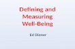 Defining and Measuring Well-Being