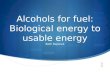 Alcohols for fuel: Biological energy to usable energy