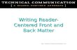 Writing Reader-Centered Front and Back Matter