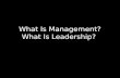 What Is Management ? What Is  Leadership?