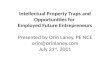 Intellectual Property Traps and Opportunities for  Employed  Future  Entrepreneurs Presented by Orin Laney,  PE  NCE  orin@orinlaney.com  July 21 st , 2011