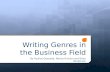 Writing Genres in the Business Field