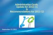 Administrative Goals:  Update for  2010-11 & Recommendations for  2011-12