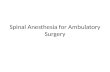 Spinal Anesthesia for Ambulatory Surgery
