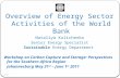 Overview of Energy Sector Activities of the World Bank Nataliya Kulichenko Senior Energy Specialist Sustainable  Energy Department