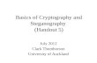 Basics of Cryptography and Steganography  (Handout 5)