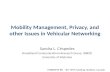 Mobility Management, Privacy, and other Issues in Vehicular Networking