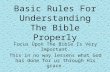 Basic Rules For Understanding The  Bible Properly