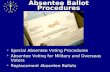 Absentee Ballot Procedures  Special Absentee Voting Procedures  Absentee Voting for Military and Overseas Voters  Replacement Absentee Ballots.