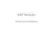 ERP Modules Historical development. Historical Initial Computer support to business –Easiest to automate – payroll & accounting –Precise rules for every.