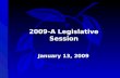 2009-A Legislative Session January 13, 2009.  State Budget Situation  2007/08 Budget - $72 billion  2008/09 Budget - $66 billion  Total Budget Reduction.
