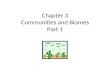 Chapter 3 Communities and Biomes Part 1 Ecosystem: interactions among populations in a community Consists of: – A community of organisms – The soil,