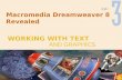 Macromedia Dreamweaver 8 Revealed AND GRAPHICS WORKING WITH TEXT.