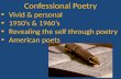 Confessional Poetry Vivid & personal 1950’s & 1960’s Revealing the self through poetry American poets.
