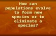 How can populations evolve to form new species or to eliminate a species?